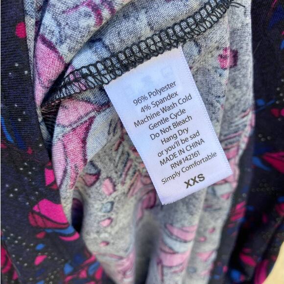 LuLaRoe Women's Dress Julia Bodycon Fuschia Teal Feather Print Size XXSmall EUC - Picture 12 of 12